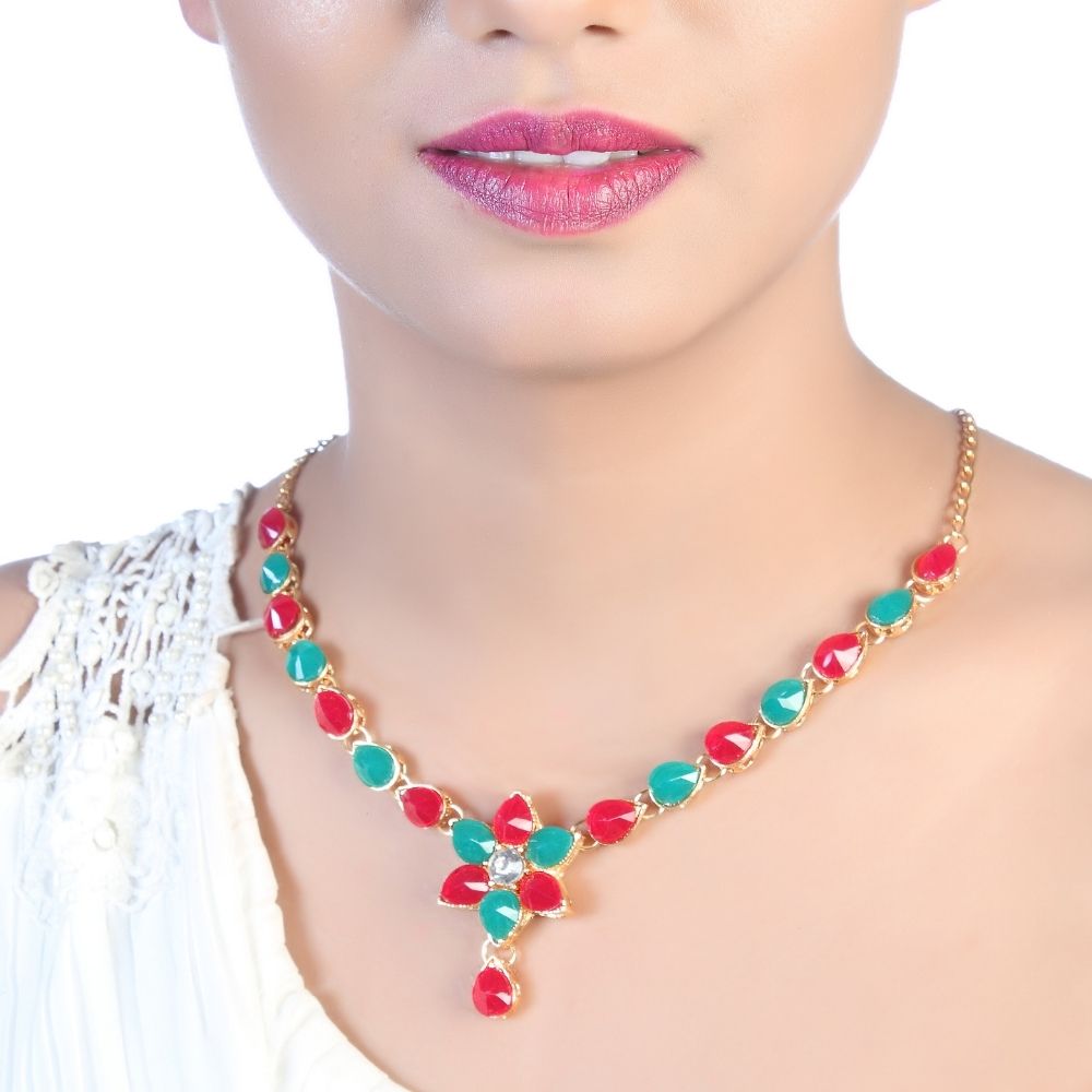 JewelMaze Sparkling Pota Stone Beads Necklace Set