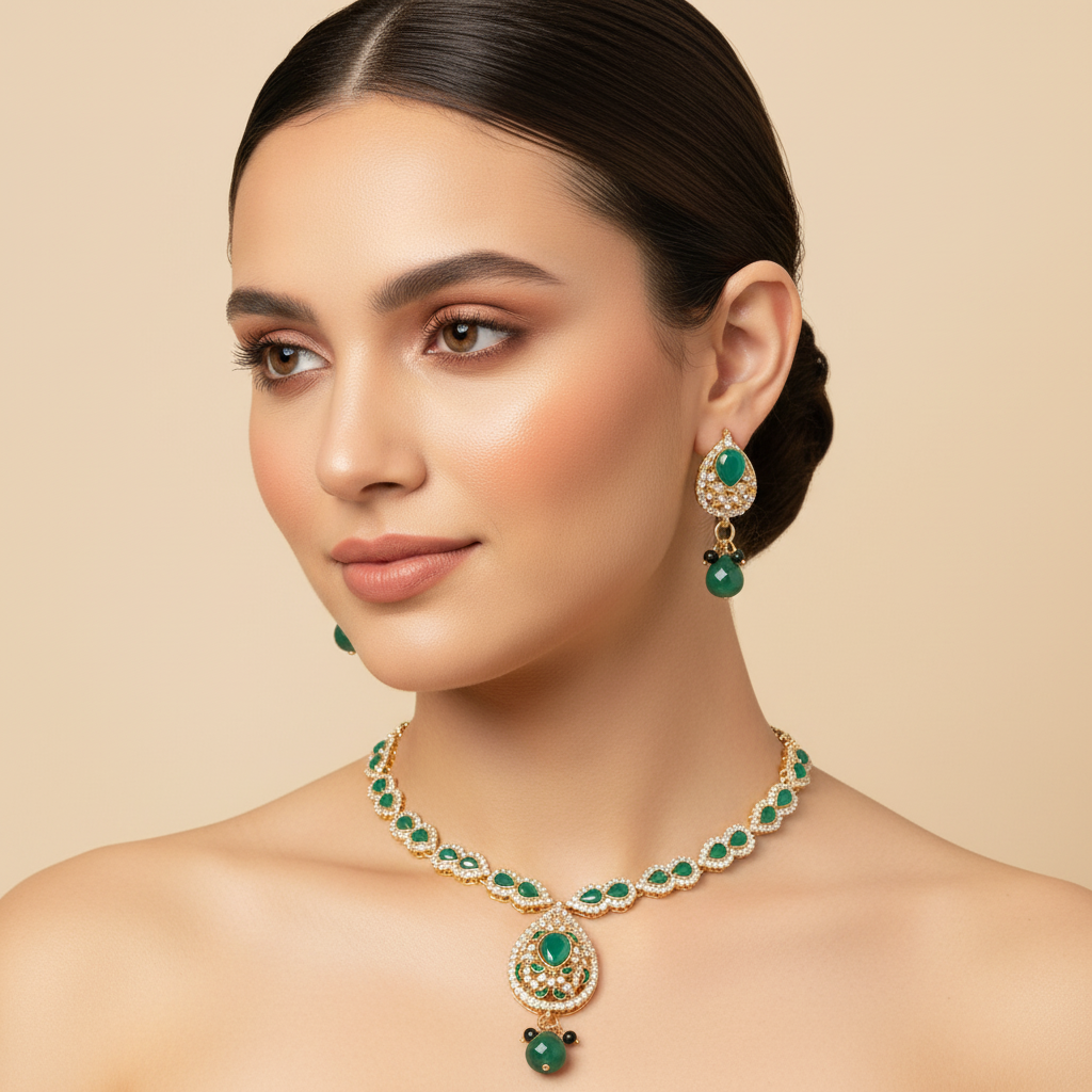 JewelMaze Designer Austrian Stone And Crystal Necklace Set