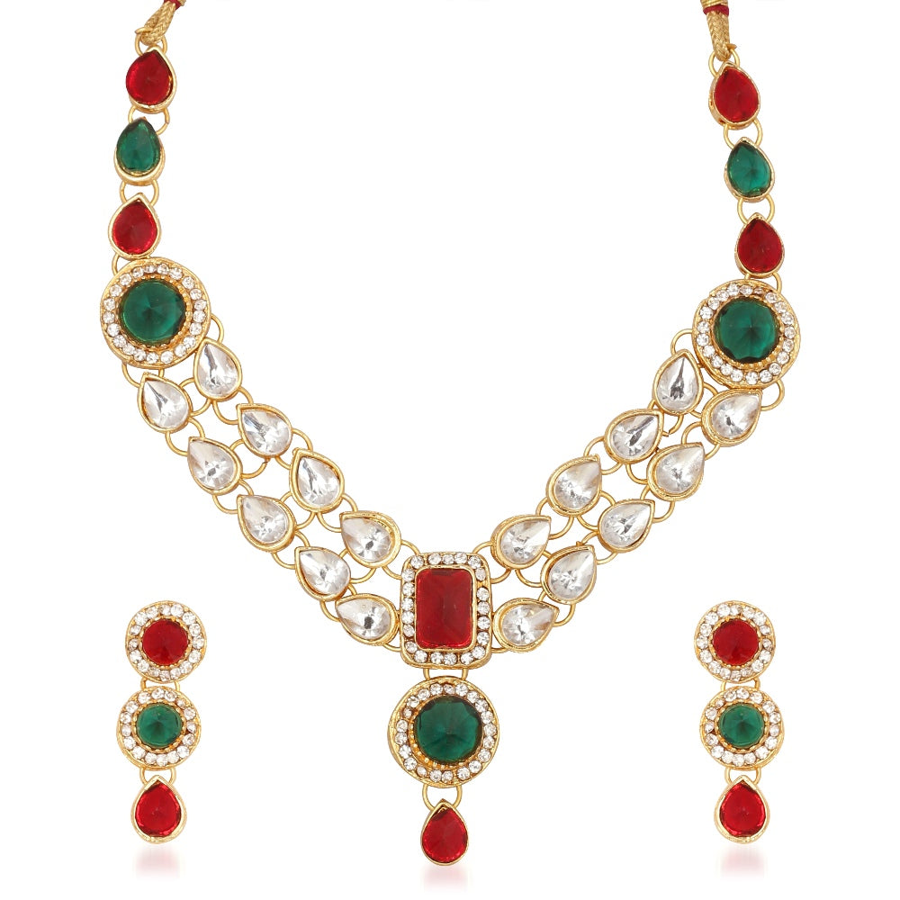 JewelMaze Designer Austrian Stone And Crystal Necklace Set