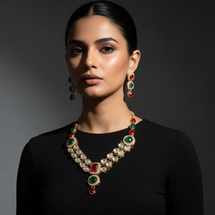 JewelMaze Designer Austrian Stone And Crystal Necklace Set