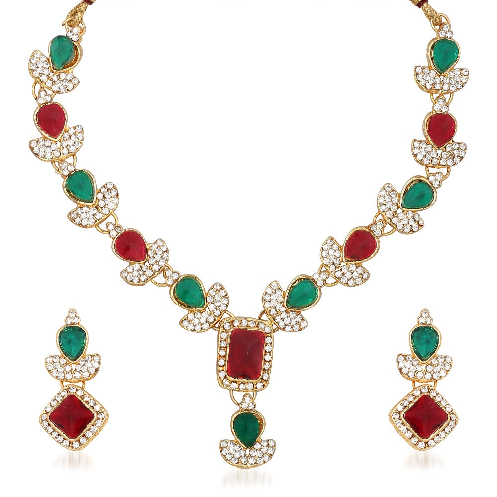 JewelMaze Designer Austrian Stone And Crystal Necklace Set