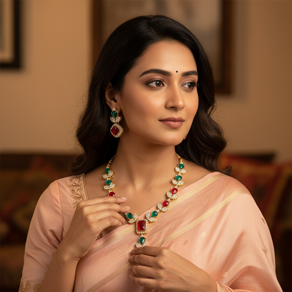 JewelMaze Designer Austrian Stone And Crystal Necklace Set