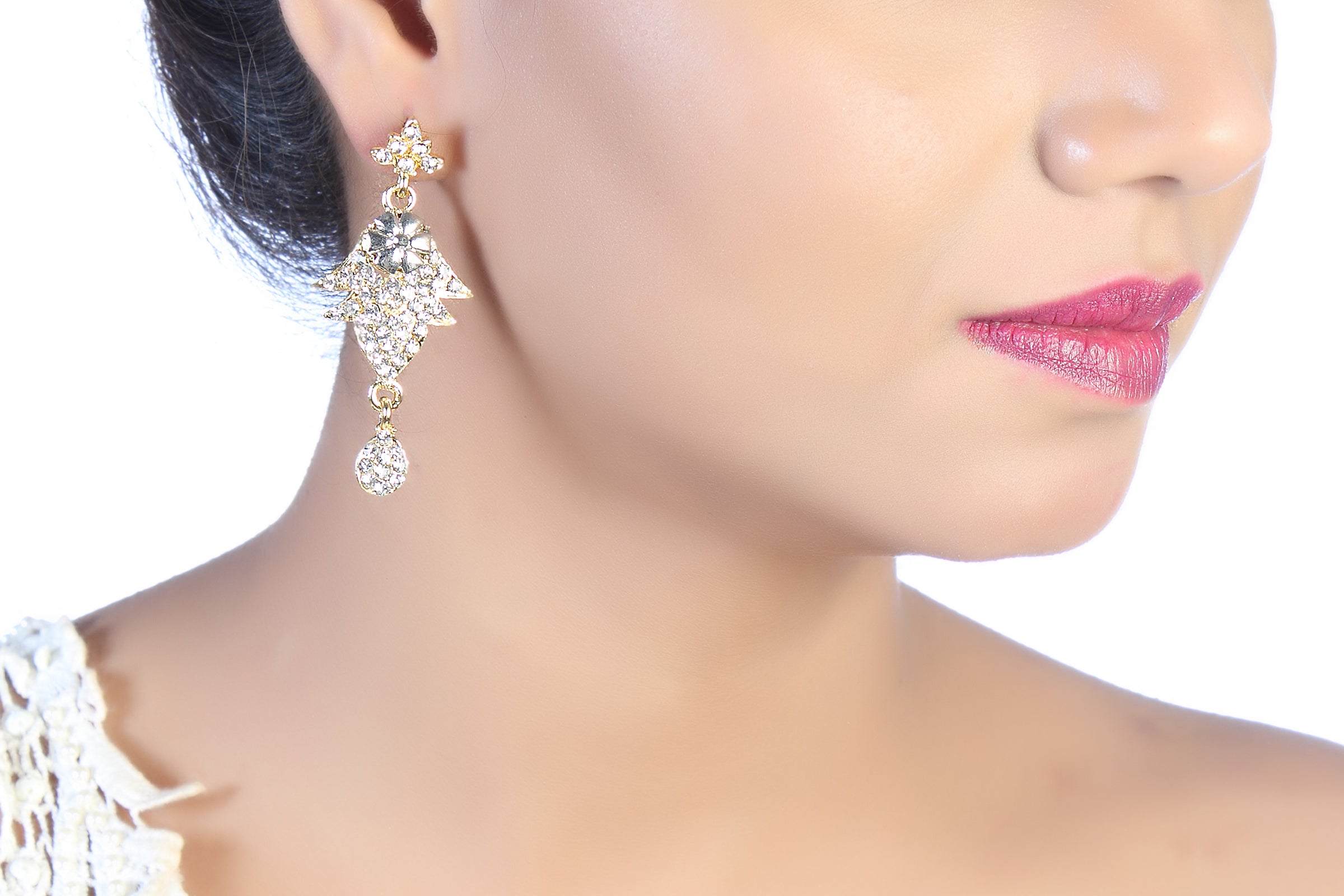 JewelMaze 2 Tone Plated Austrian Stone Necklace Set