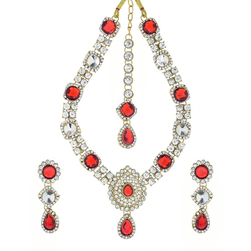 JewelMaze Sparkling Austrian and Crystal Stone Necklace Set