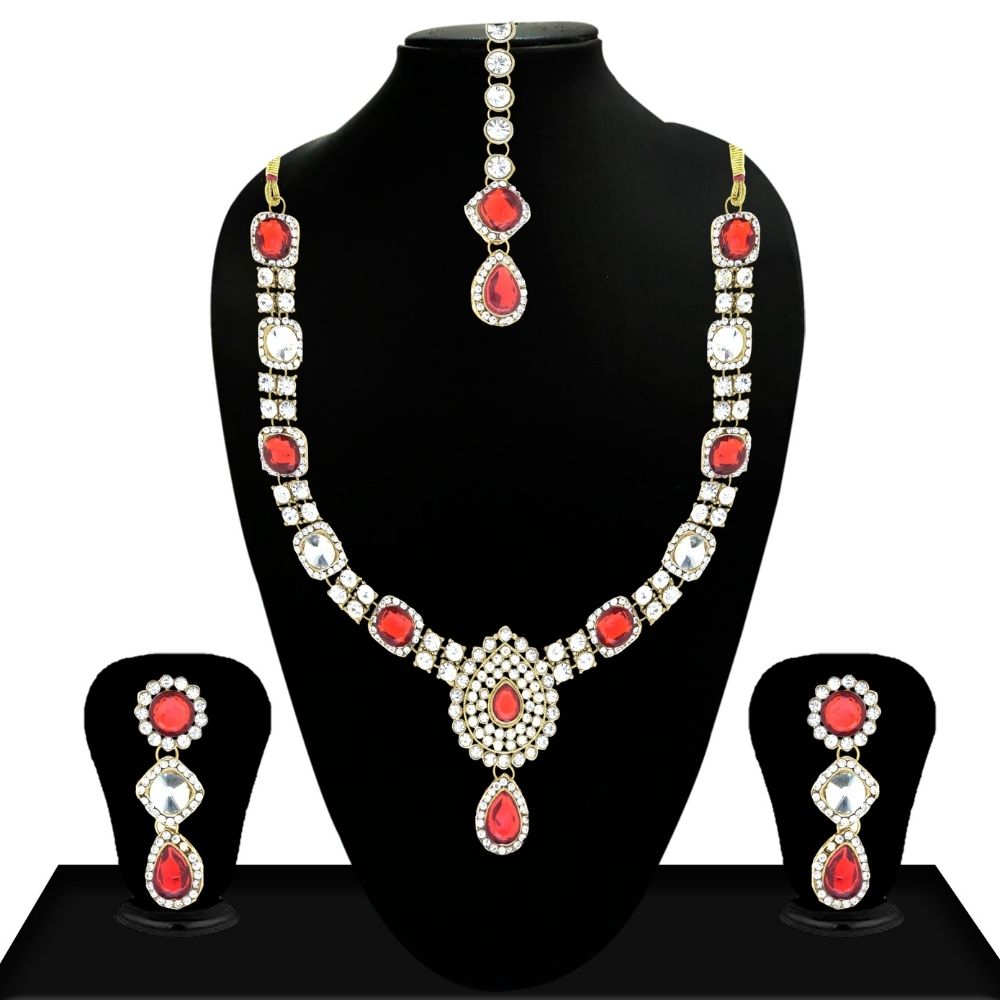 JewelMaze Sparkling Austrian and Crystal Stone Necklace Set