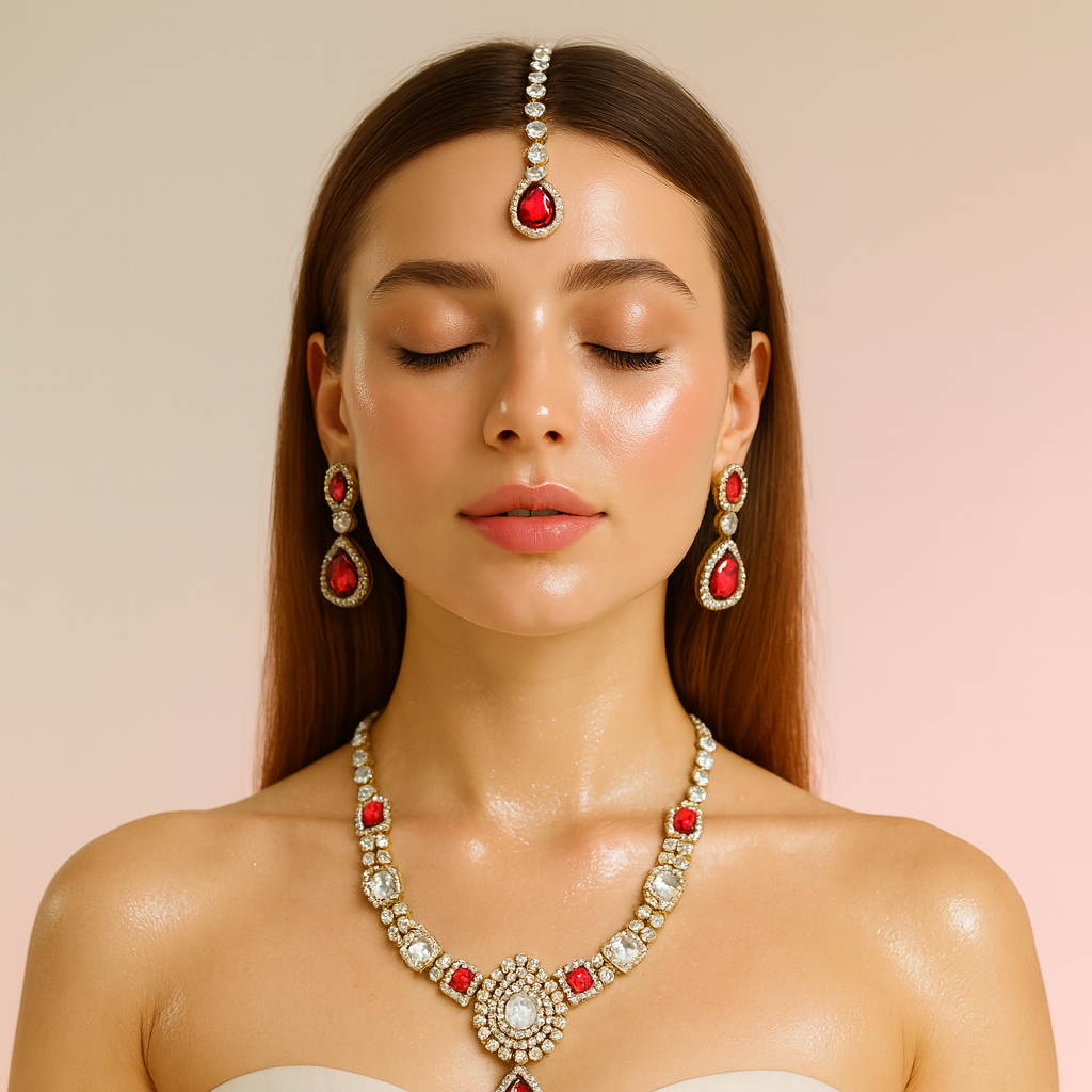 JewelMaze Sparkling Austrian and Crystal Stone Necklace Set