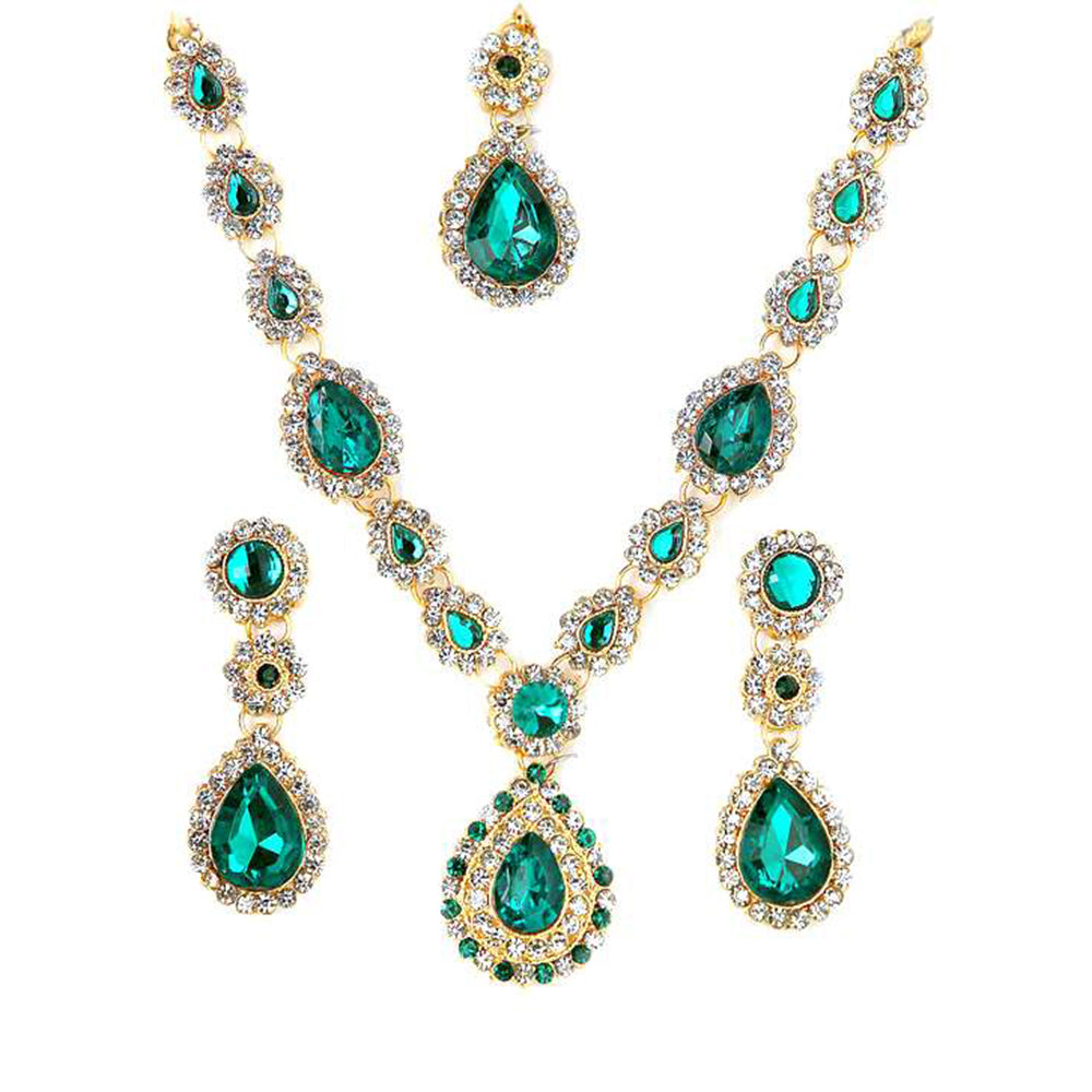 JewelMaze Sparkling Austrian and Crystal Stone Necklace Set