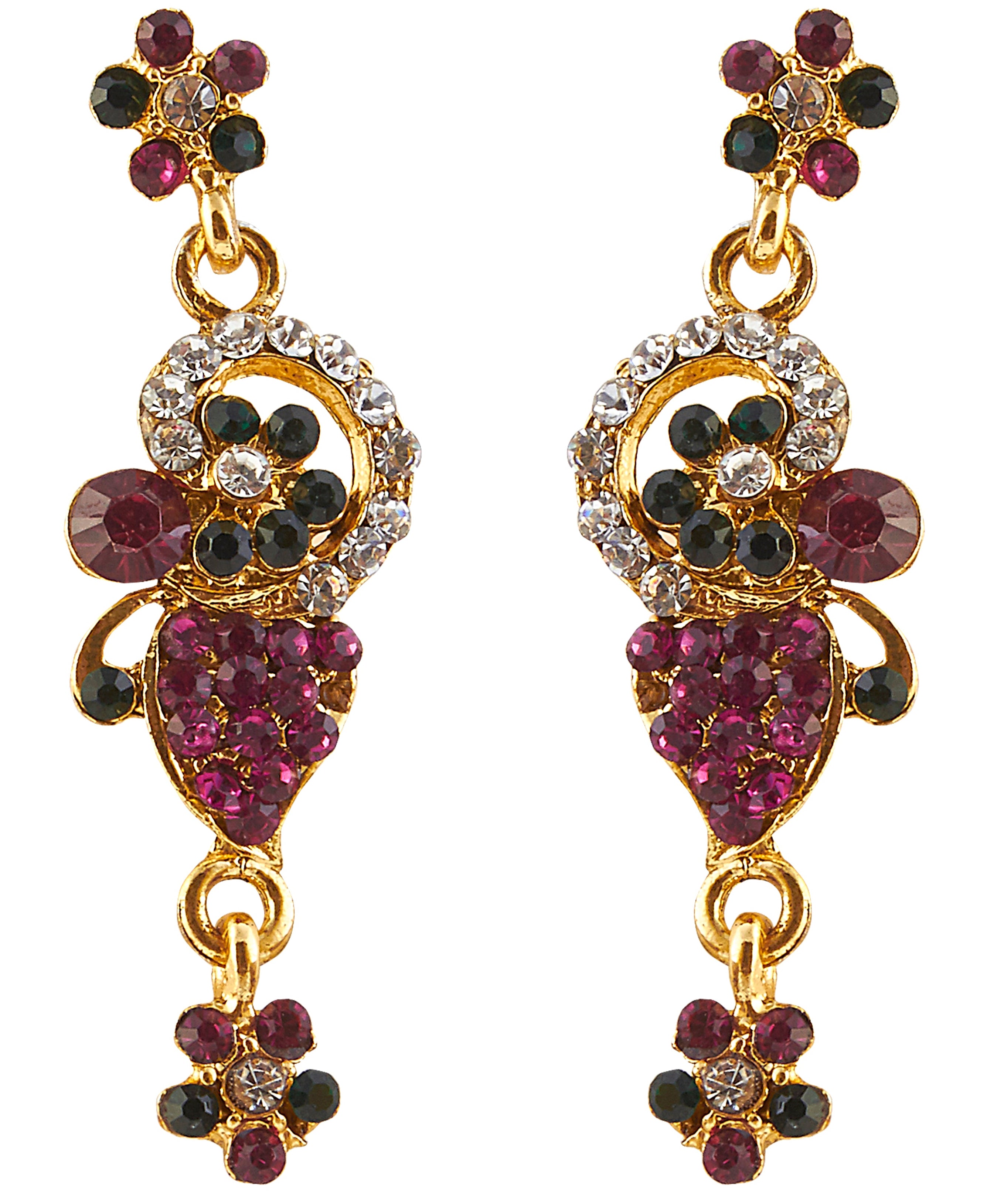 JewelMaze Pink Austrian Stone Gold Plated Necklace Set