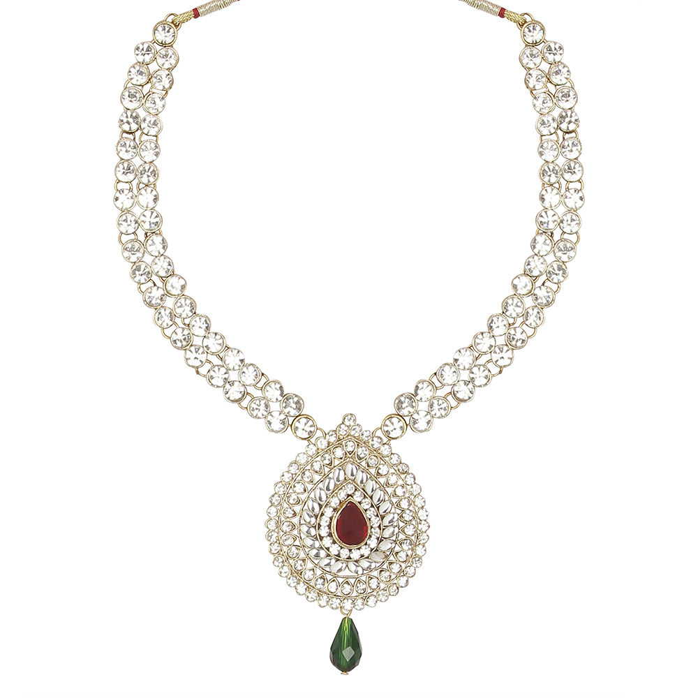 JewelMaze Sparkling Austrian Stone semi Bridal Jewellery Set