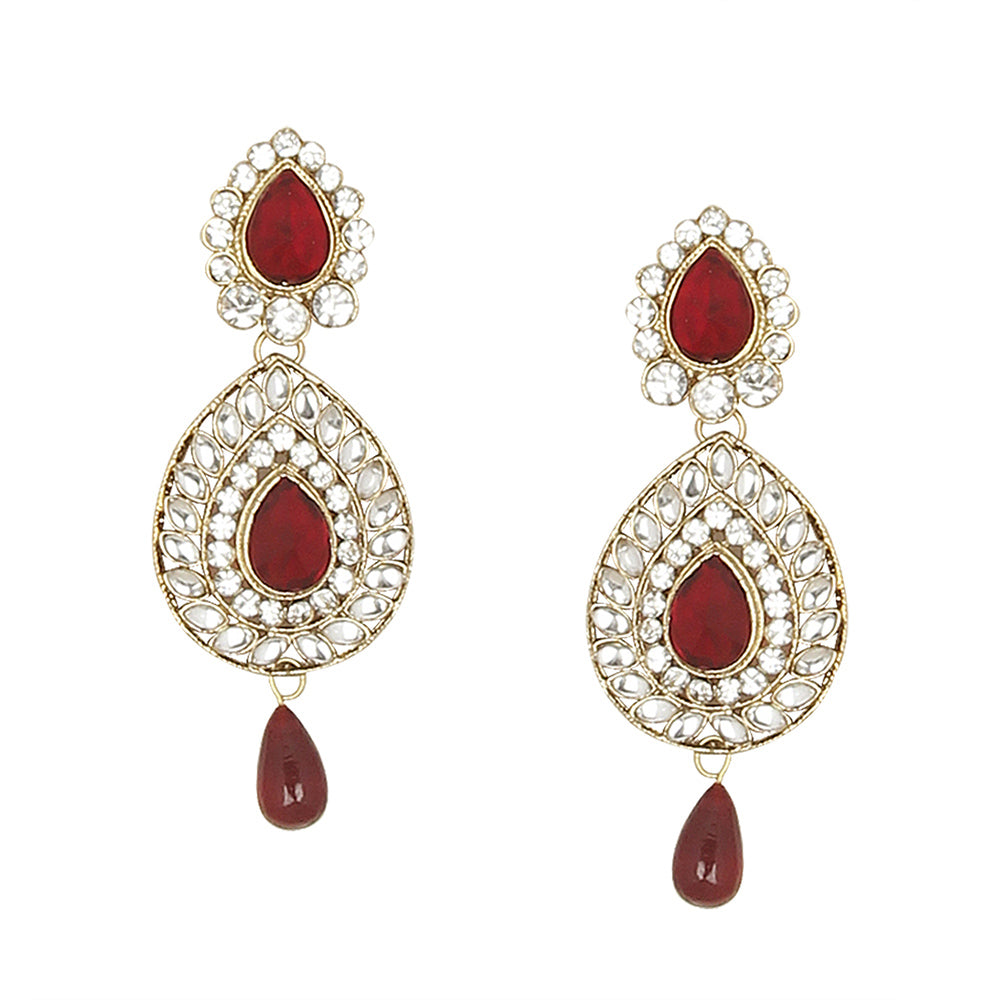 JewelMaze Sparkling Austrian Stone semi Bridal Jewellery Set