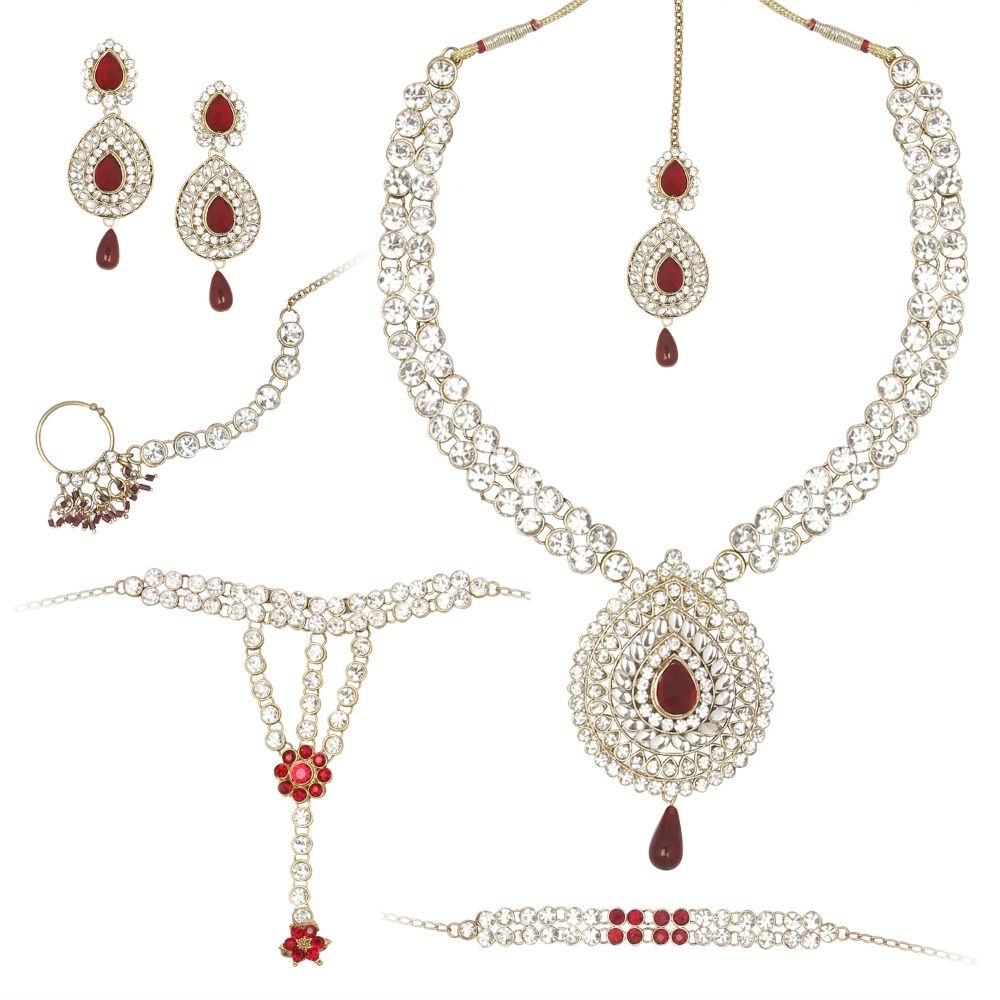 JewelMaze Exclusive Crystal Stone Bridal Jewellery Set