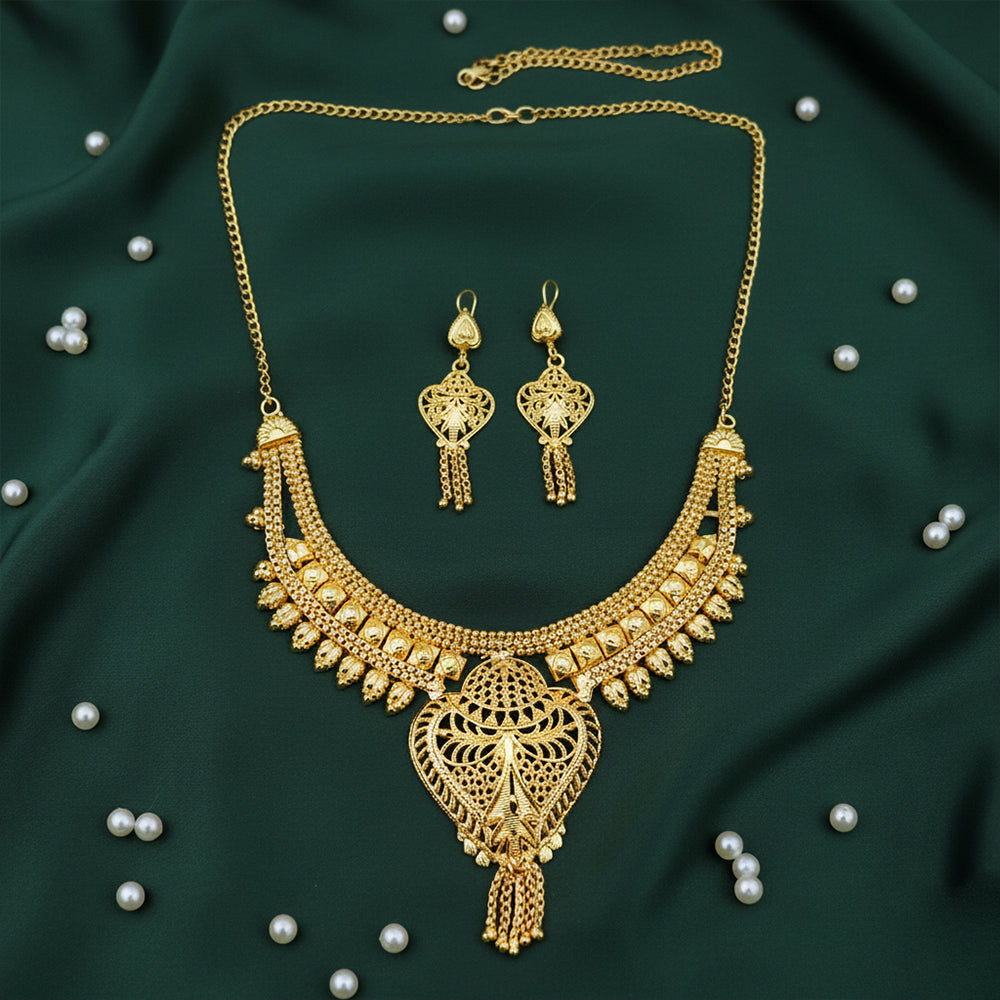 Jewelmaze Elegant Forming Gold Necklace Set Traditional Jewelry for Women Perfect for Weddings