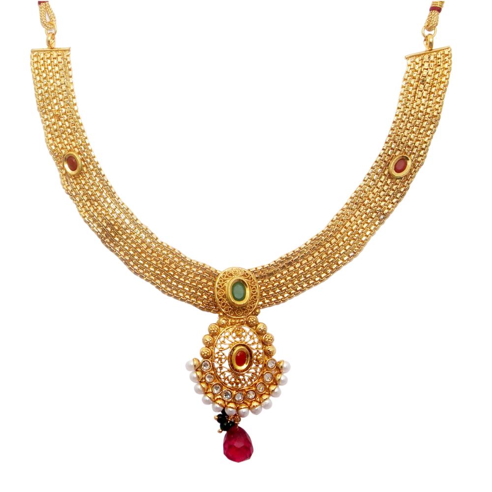 JewelMaze Gold Plated Austrian Stone Copper Necklace Set