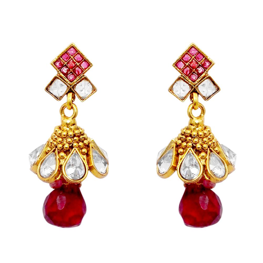 JewelMaze Pink Austrian Stone Copper Necklace Set