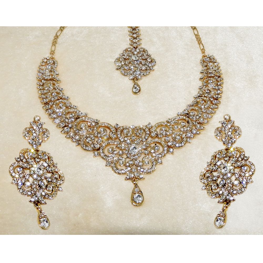 Jewelmaze Exclusive Austrian Stone Necklace Set Elegant Jewelry Design for Weddings