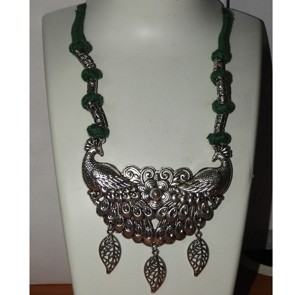 JewelMaze Elegant Oxidised long necklace For Traditional Wear