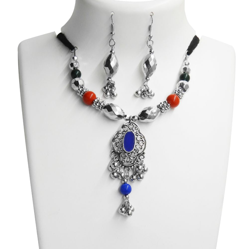 JewelMaze Antique Oxidised Jewelry Necklace For Women