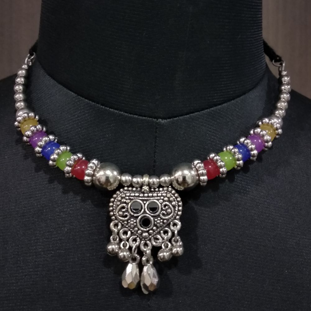 JewelMaze Antique Oxidised Jewelry Necklace For Women