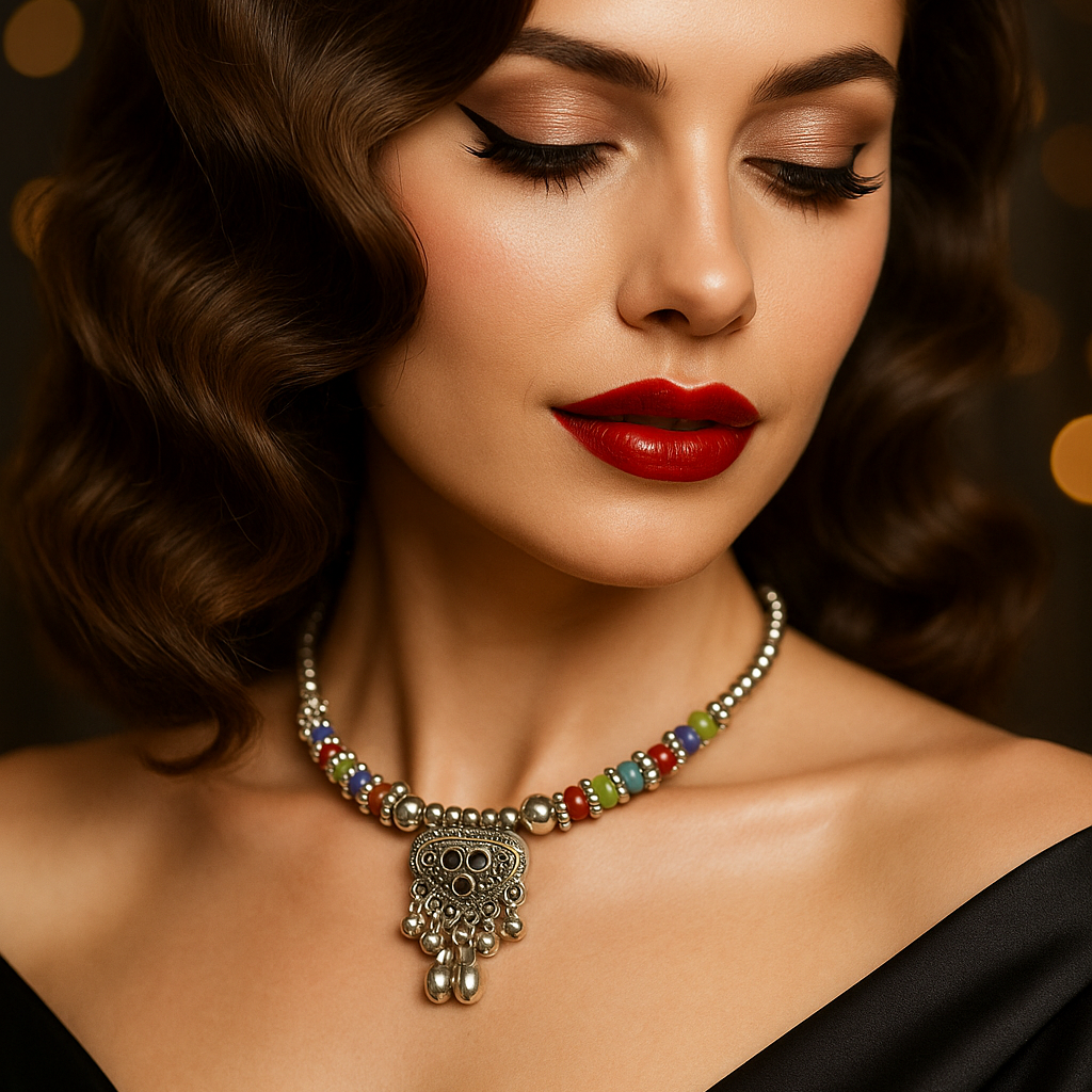 JewelMaze Antique Oxidised Jewelry Necklace For Women