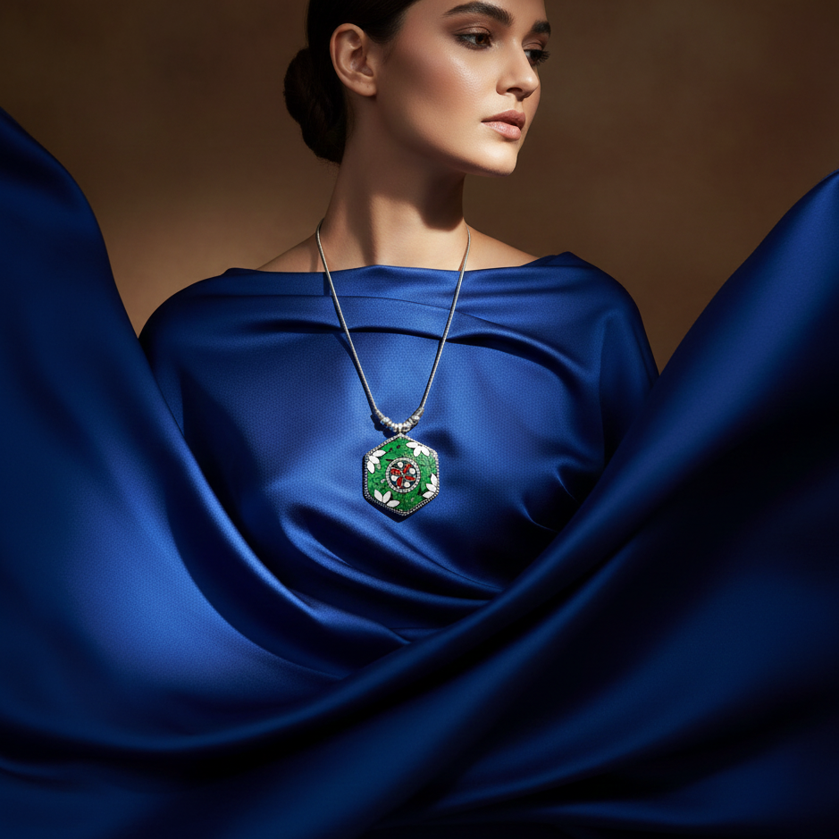 JewelMaze Elegant Oxidised long necklace For Traditional Wear