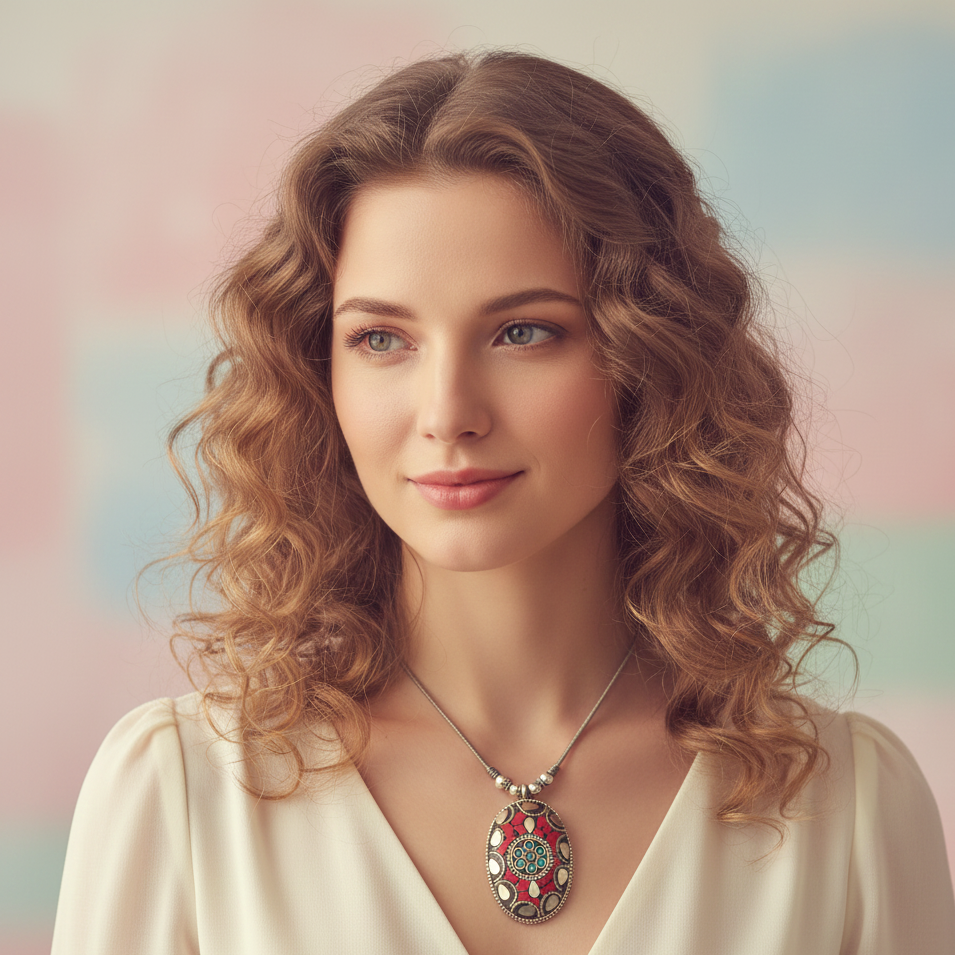 JewelMaze Elegant Oxidised long necklace For Traditional Wear