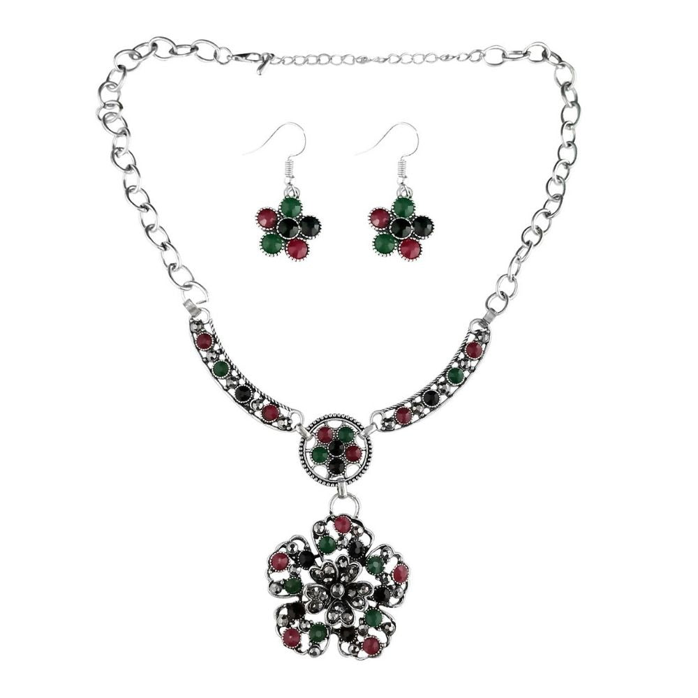 JewelMaze Antique Oxidised Jewelry Necklace Set For Women