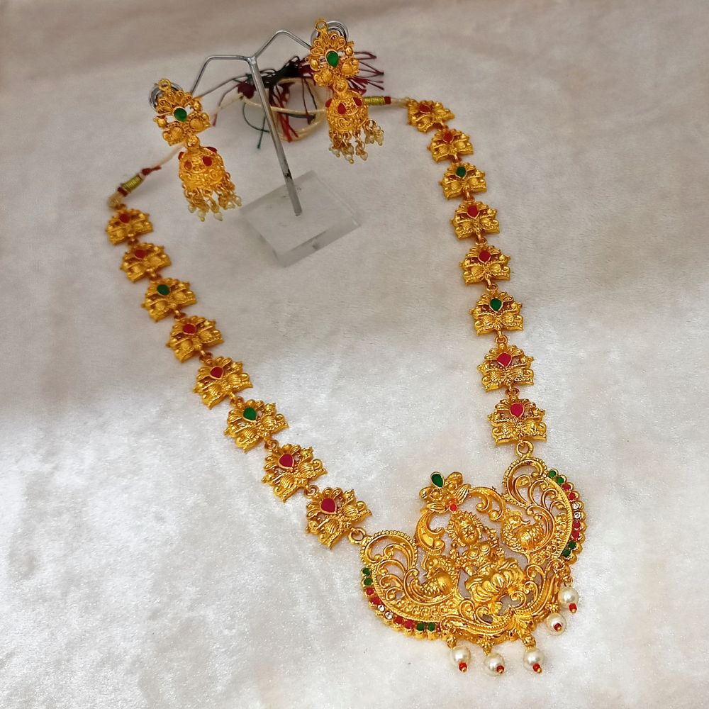 JewelMaze Traditional Long Temple Necklace Set