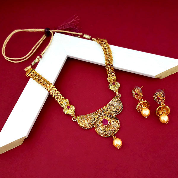 JewelMaze Brown Austrian Stone Gold Plated Necklace Set - 1113901