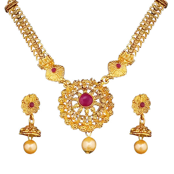 JewelMaze Brown Austrian Stone Gold Plated Necklace Set -1113902