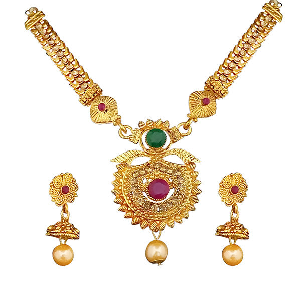 JewelMaze Brown Austrian Stone Gold Plated Necklace Set -1113909