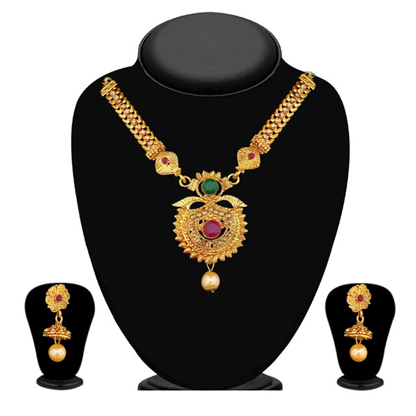 JewelMaze Brown Austrian Stone Gold Plated Necklace Set -1113909