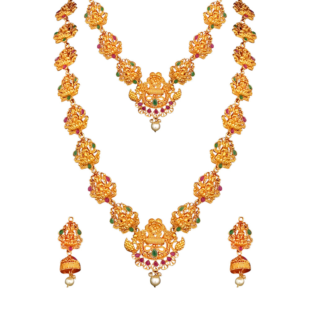 JewelMaze Traditional Long and short Necklace set