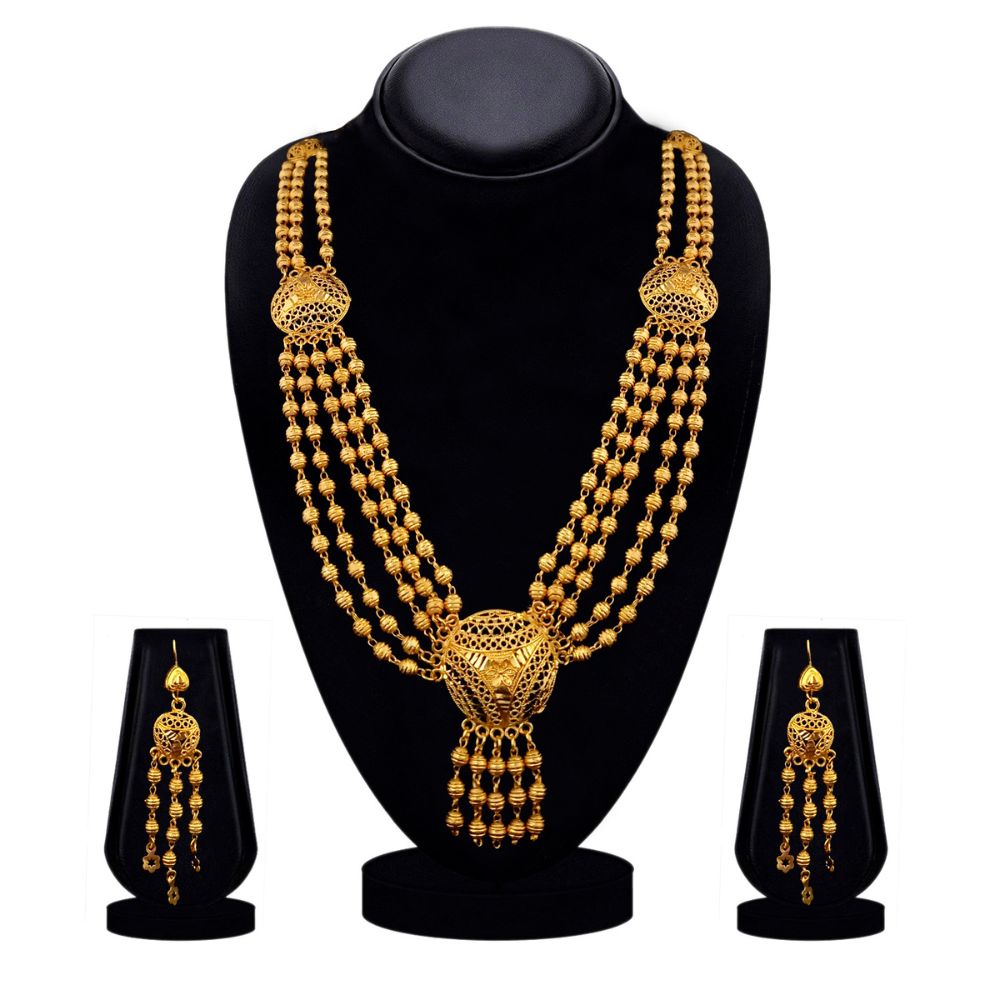 JewelMaze Royal Multi-String Long Necklace Set for Wedding
