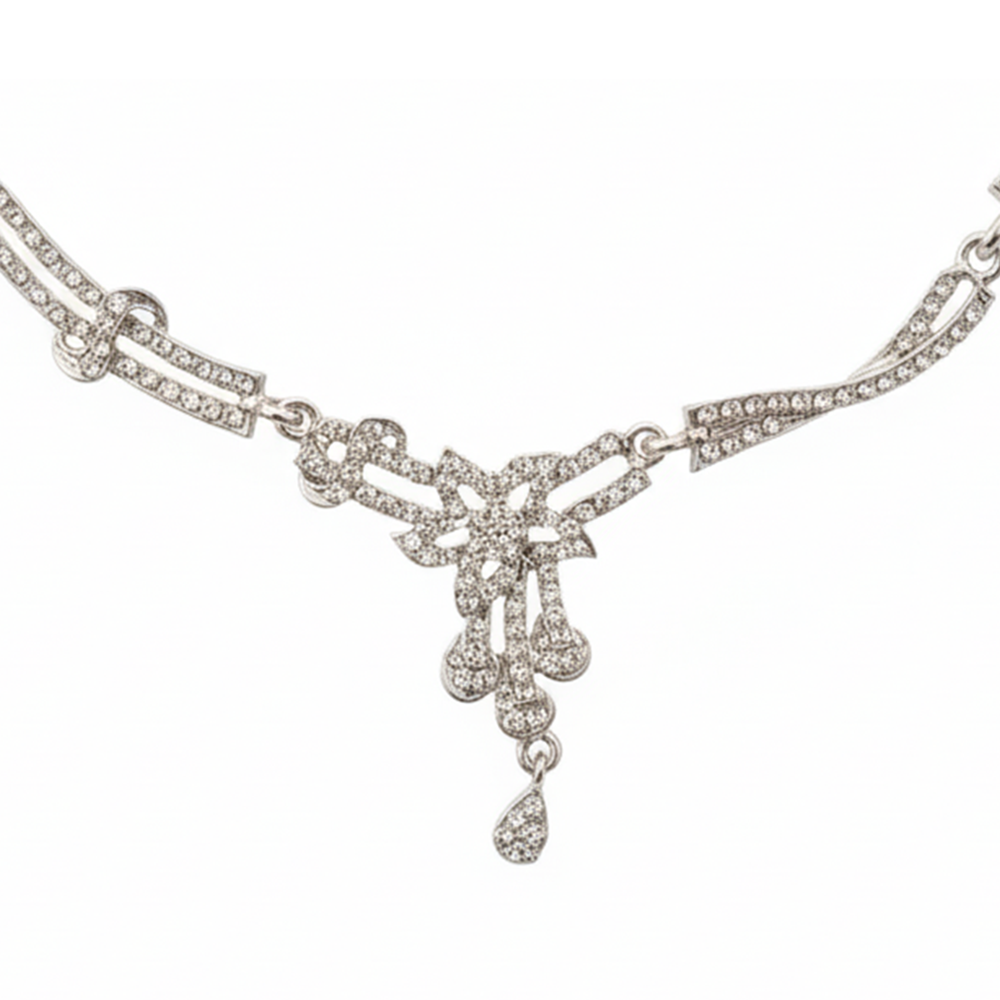 JewelMaze Sparkling Austrian Stone Silver Plated Necklace Set