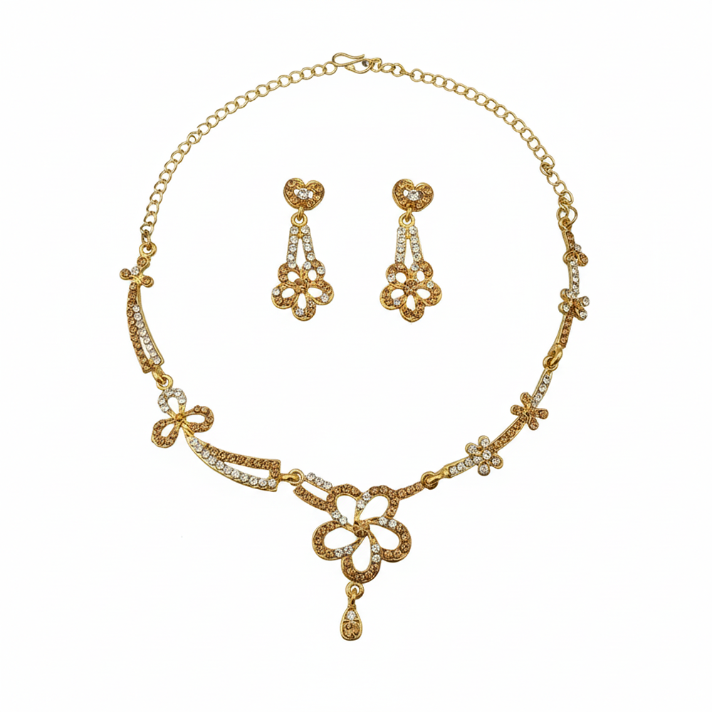 JewelMaze Sparkling Floral Austrian Stone Necklace Set