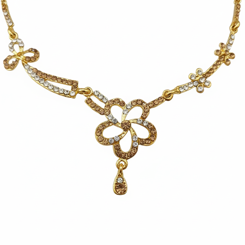 JewelMaze Sparkling Floral Austrian Stone Necklace Set