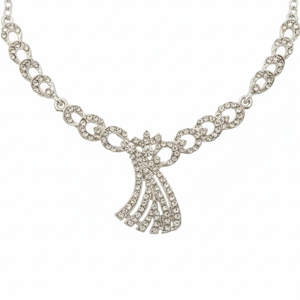 JewelMaze Shimmering Silver Plated Austrian Stone Set