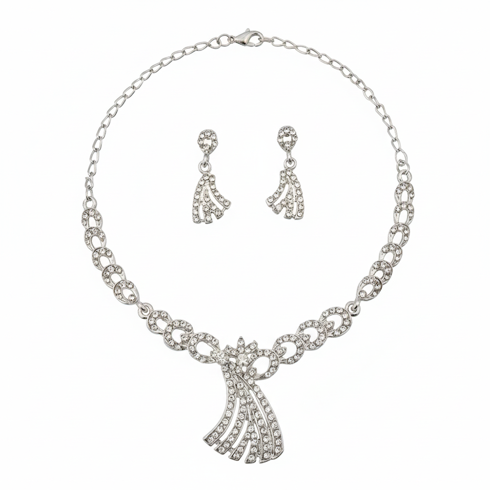 JewelMaze Shimmering Silver Plated Austrian Stone Set