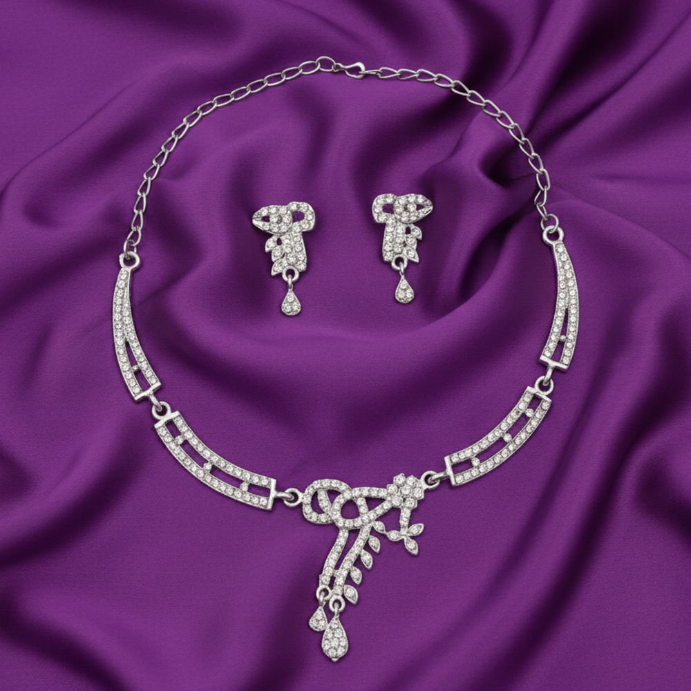 JewelMaze Shimmering Silver Plated Austrian Stone Set