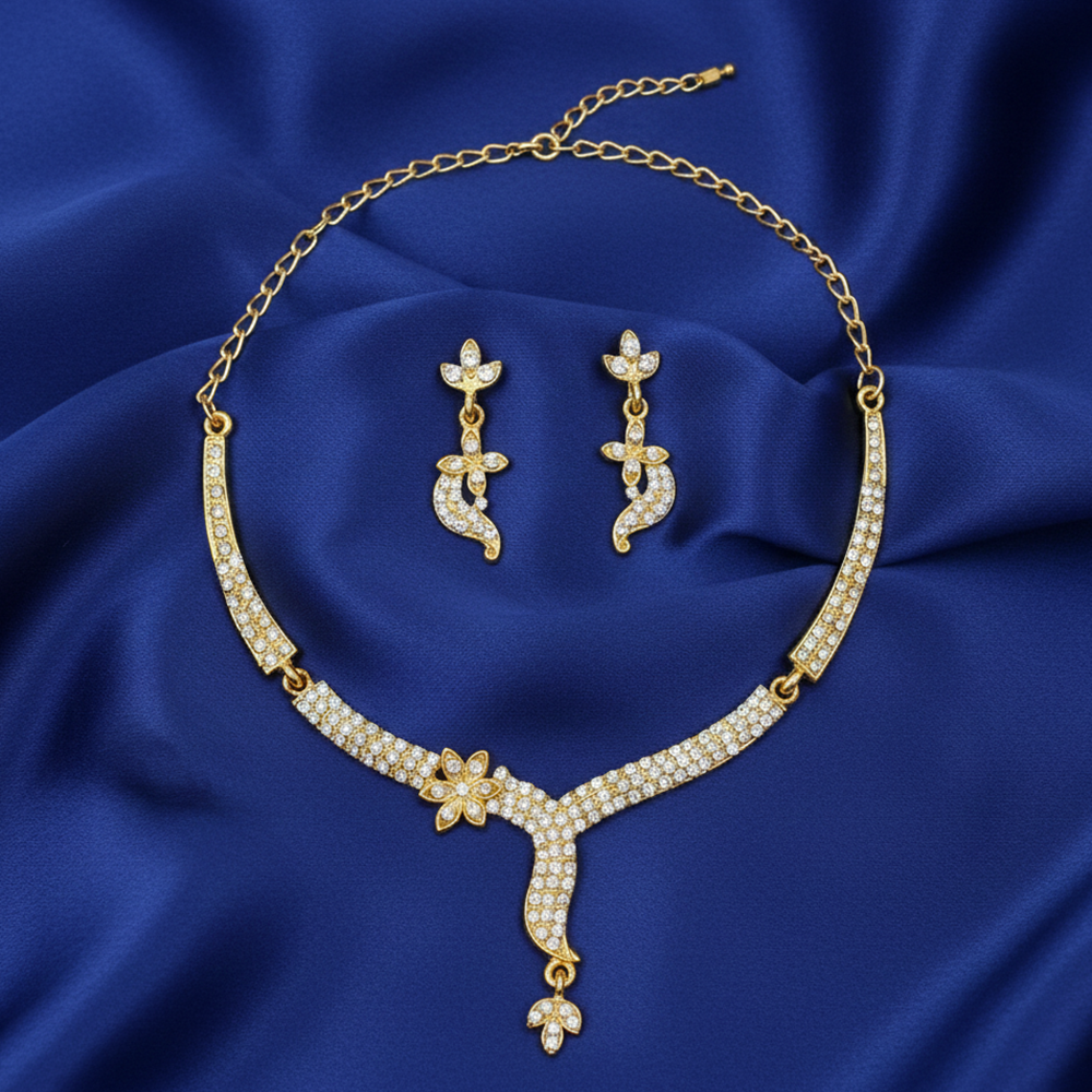 JewelMaze Shimmering Gold Plated Austrian Stone Set