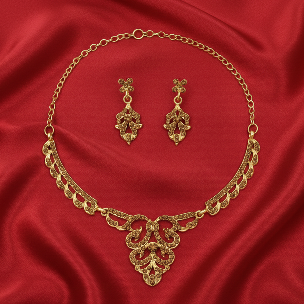 JewelMaze Classic Gold Plated Austrian Stone Necklace Set