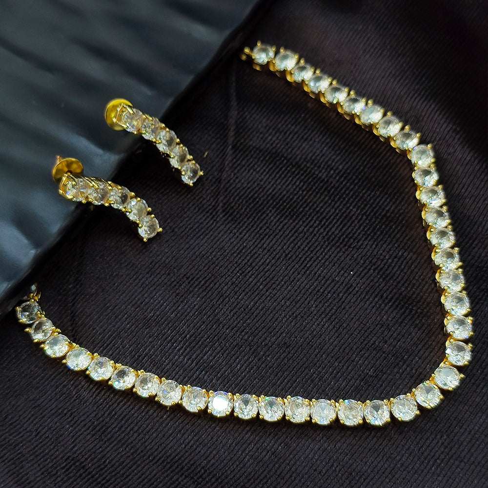 JewelMaze Glamorous Gold Plated AD Necklace Set for special occassions