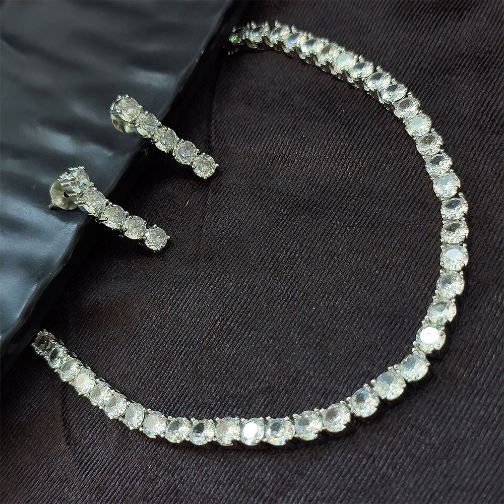 JewelMaze Glamorous American Diamond Jewellery Set for Special Occasions