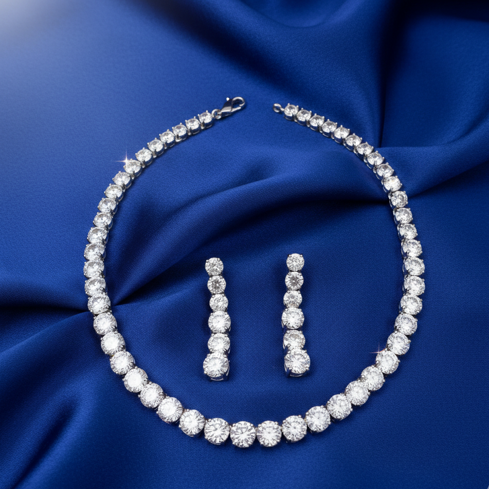 JewelMaze Sparkling AD Necklace Set for special occassions