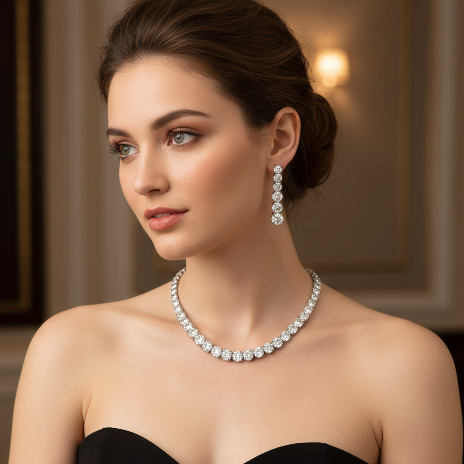 JewelMaze Sparkling AD Necklace Set for special occassions