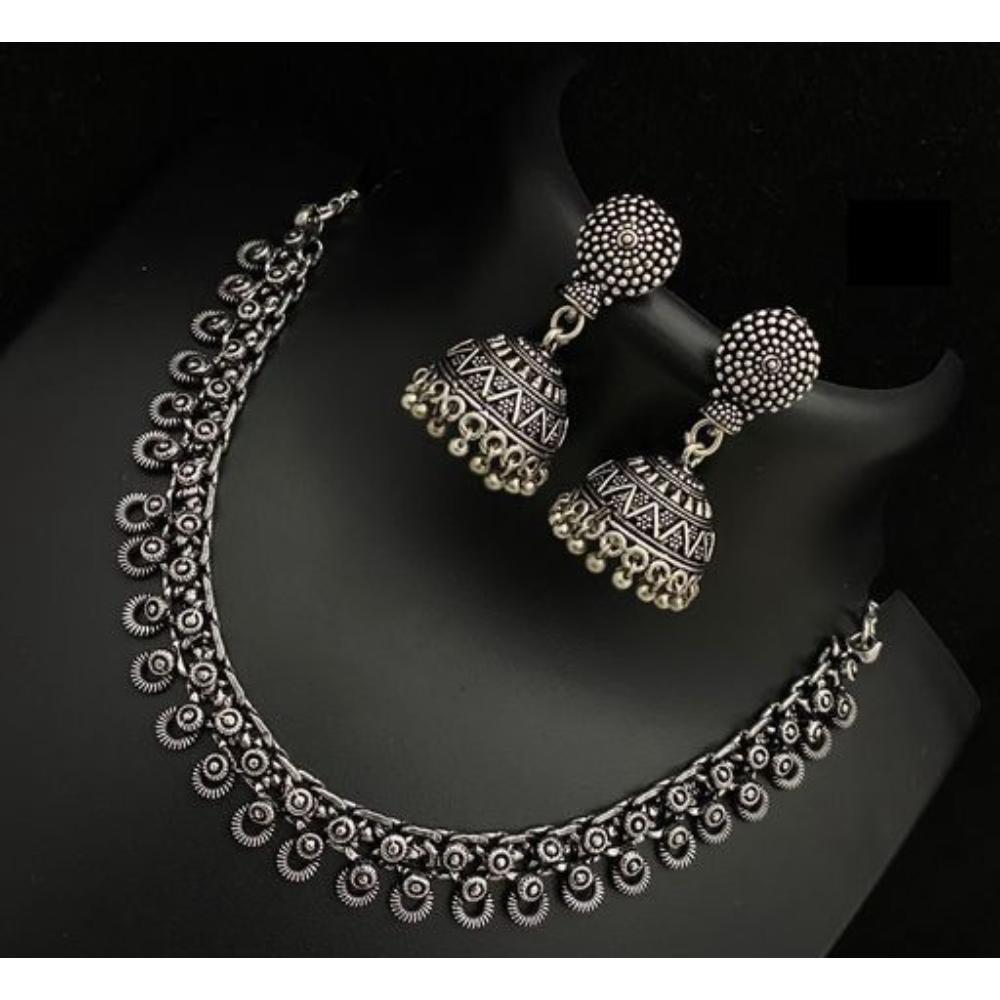 JewelMaze Oxidised Plated Necklace Set - 113114752