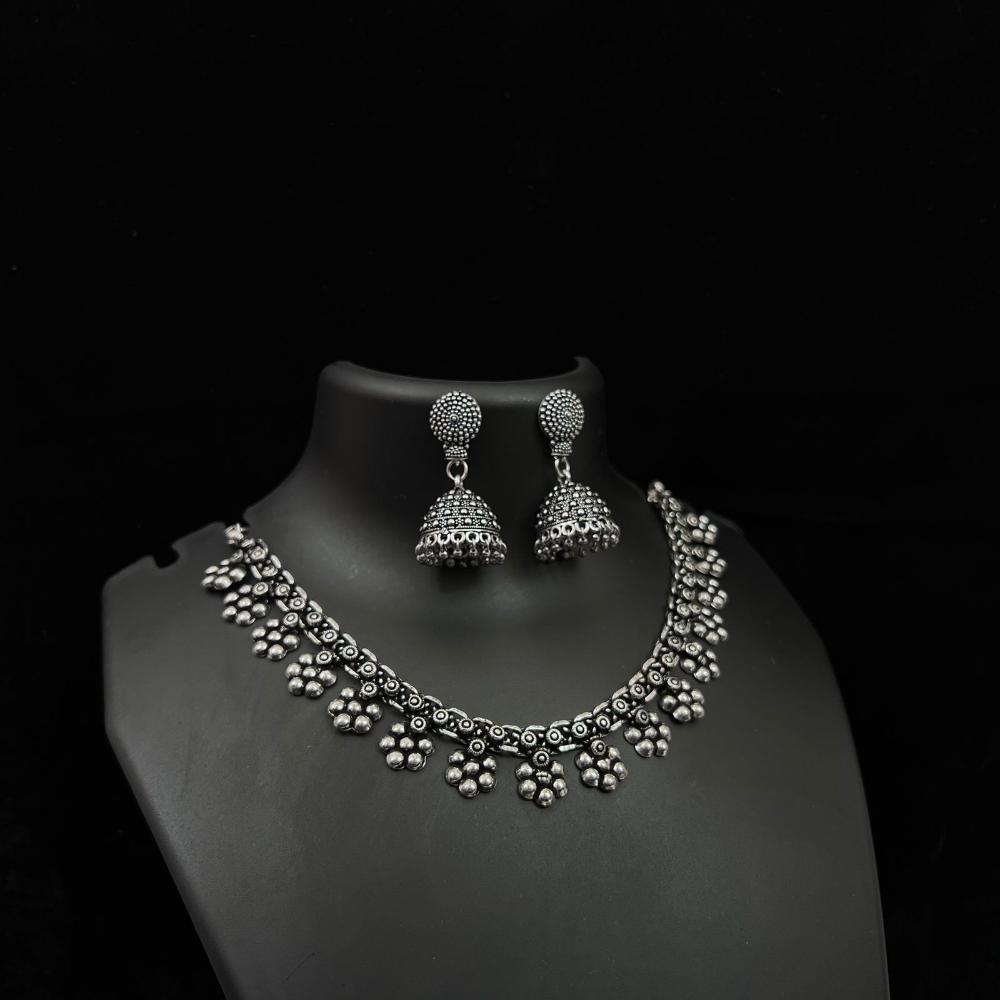 JewelMaze Oxidised Plated Necklace Set - 113114753