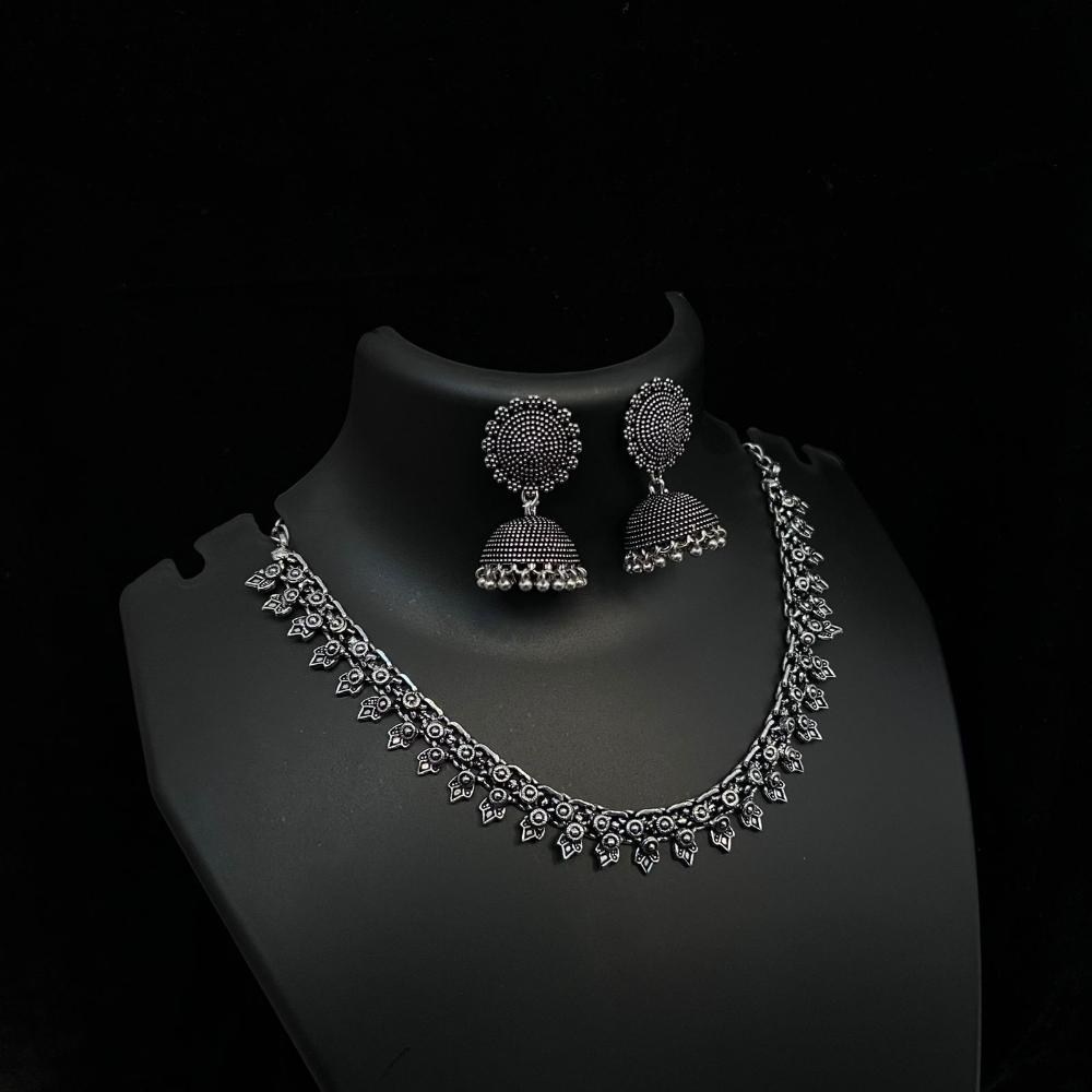 JewelMaze Oxidised Plated Necklace Set - 113114754
