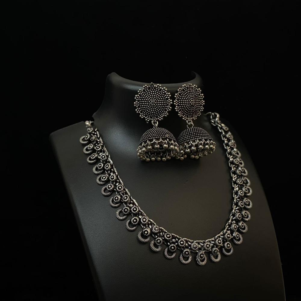 JewelMaze Oxidised Plated Necklace Set - 113114757