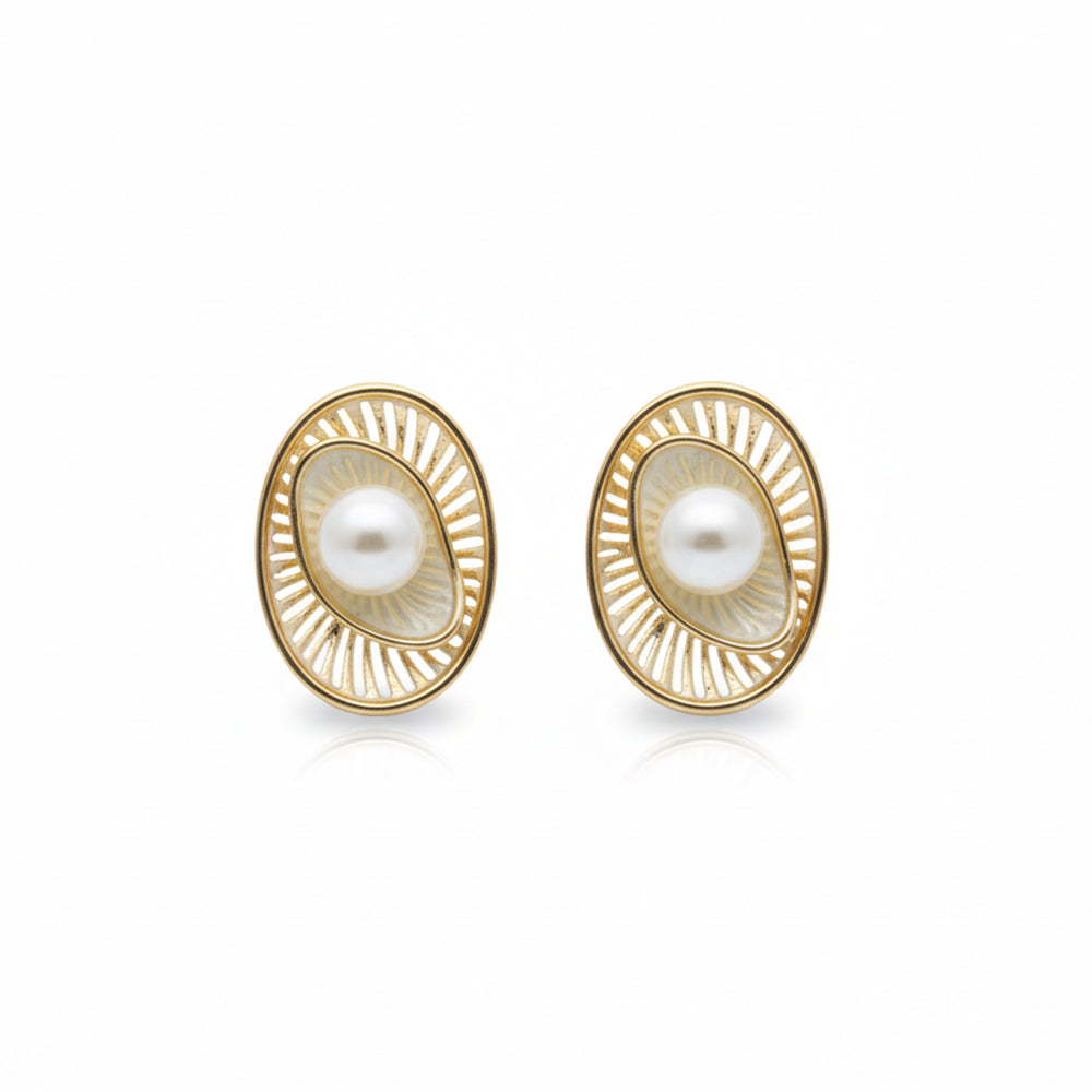 JewelMaze Demi Fine Anti Tarnish Stud Earrings with pearl .